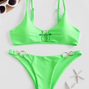 Zaful dual ring neon bikini